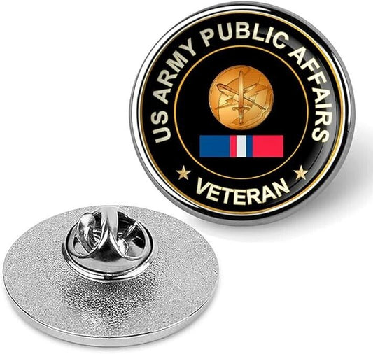 US Army Public Affairs Veteran Tie Suit Shirt Lapel Pin - Silver