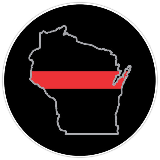 First Responder Thin Red Line Wisconsin Firefighter Bumper Sticker Decal 5"