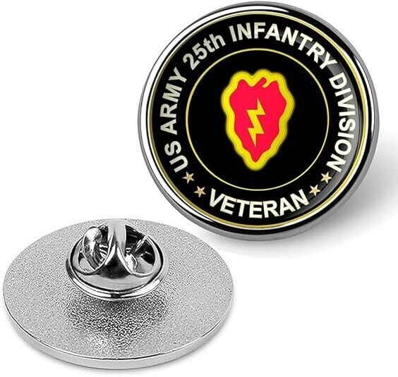 US Army 25th Infantry Division Veteran Tie Suit Shirt Lapel Pin - Silver