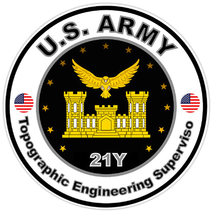 US Army Topographic Engineering Superviso Bumper Sticker Military Decal 5"