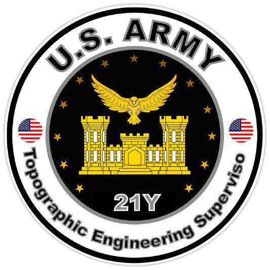 US Army Topographic Engineering Superviso Bumper Sticker Military Decal 5"