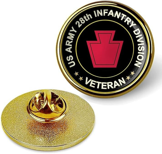 US Army 28th Infantry Division Veteran Tie Suit Shirt Lapel Pin - Gold