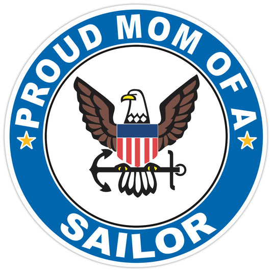 Proud Mom of a Sailor U.S. Navy Round Bumper Sticker Military Vinyl Decal 5"