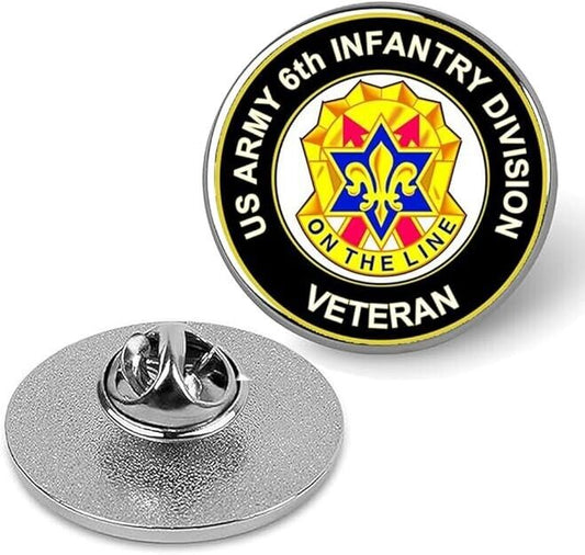 U.S. Army 6th Infantry Division Veteran Lapel Pin Suit Tie Shirt Pinback-Silver