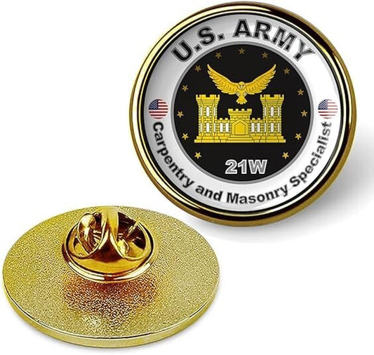 United States Army Carpentry and Masonry Specialist Tie Suit Lapel Pin - Gold