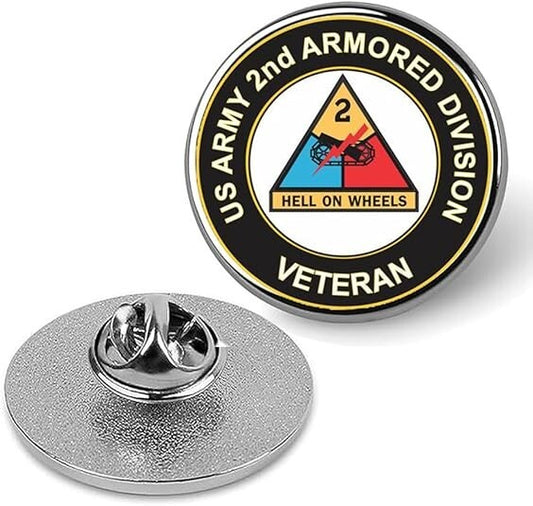 U.S. Army 2nd Armored Division Lapel Pin Veteran Tie Suit Shirt Pinback-Silver