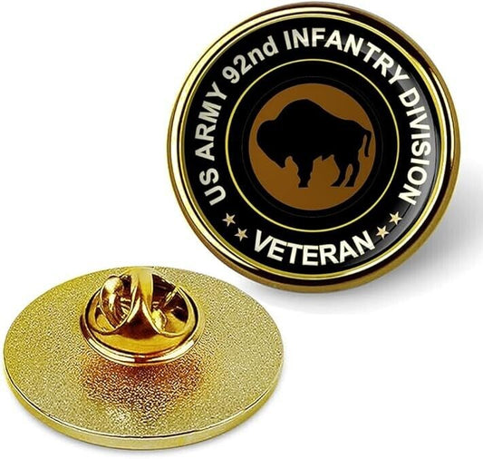 US Army 92nd Infantry Division Veteran Tie Suit Shirt Lapel Pin - Gold