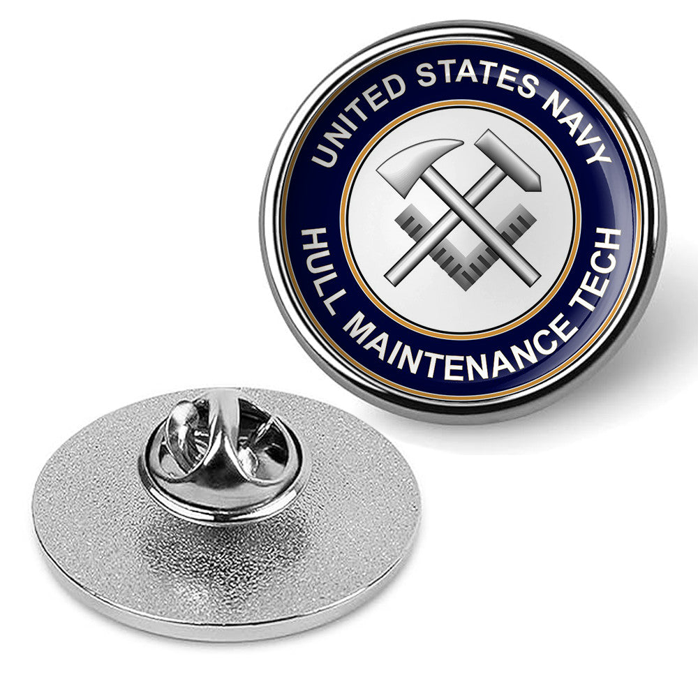 U.S. Navy Hull Maintenance Tech Tie Tac, Hat Pin, Badge, Lapel Pin - Silver
