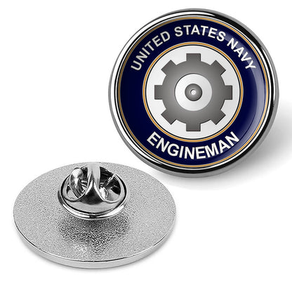 U.S. Navy Engineman Tie Tac, Hat Pin, Badge, Military Emblem Lapel Pin - Silver