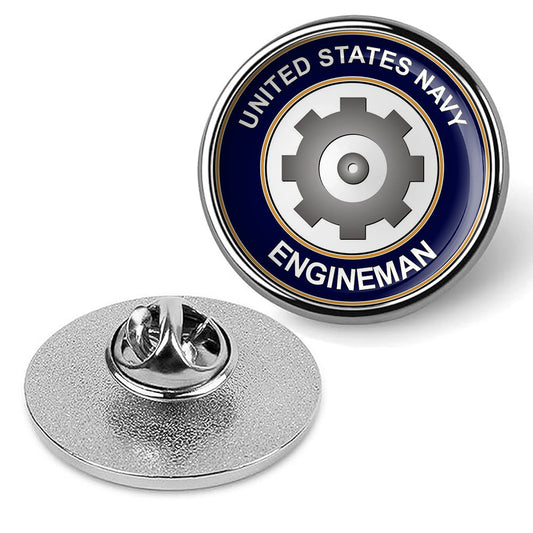 U.S. Navy Engineman Tie Tac, Hat Pin, Badge, Military Emblem Lapel Pin - Silver