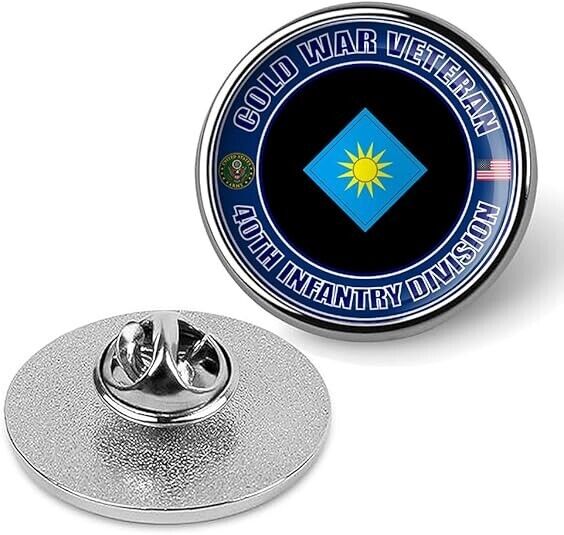 Cold War Veteran 40th Infantry Division Tie Suit Shirt Lapel Pin - Silver