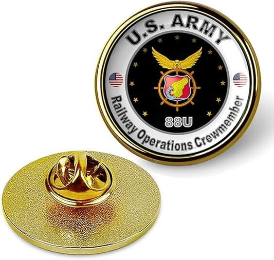 United States Army Railway Operations Crewmember Tie Suit Shirt Lapel Pin - Gold