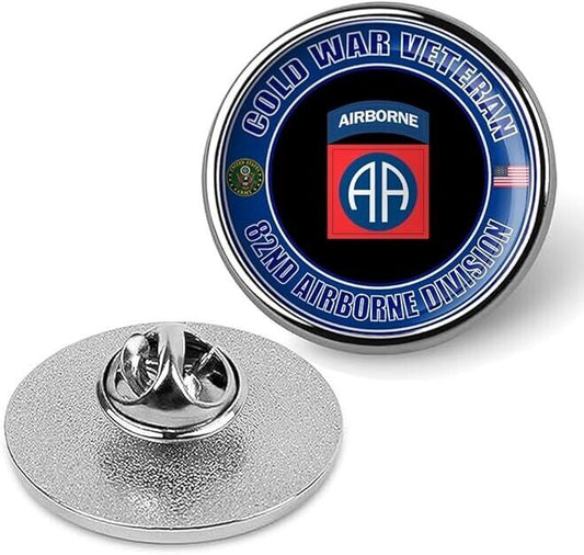 Cold War Veteran 82nd Airborne Division Tie Suit Shirt Lapel Pin - Silver
