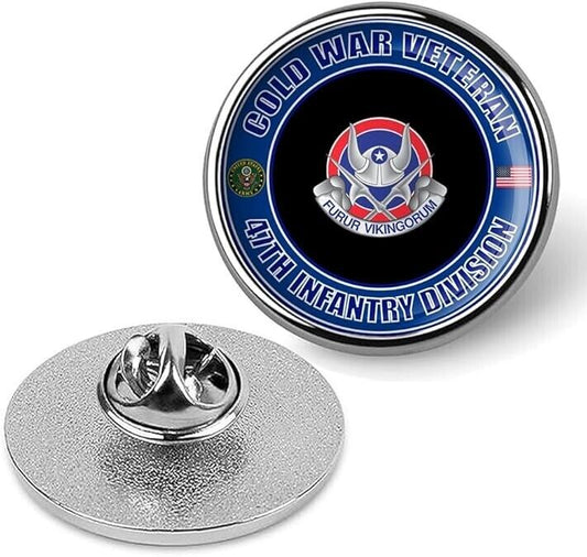 Cold War Veteran 47th Infantry Division Tie Suit Shirt Lapel Pin - Silver