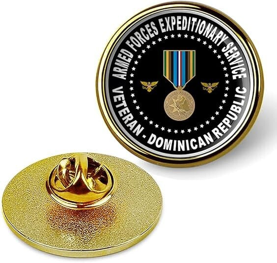 Armed Forces Expeditionary Service Veteran Dominican Republic Lapel Pin-Gold