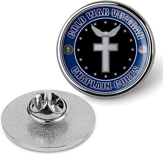 Cold War Veteran Chaplain Corps Tie Suit Shirt Lapel Pin - Silver