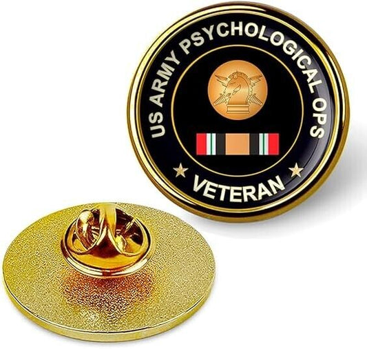US Army Psychological Ops Veteran Tie Suit Shirt Lapel Pin - Gold