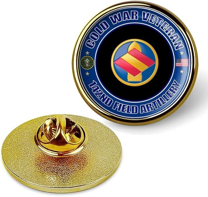 Cold War Veteran 142nd Field Artillery Tie Suit Shirt Lapel Pin - Gold