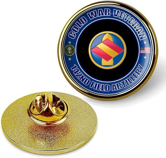 Cold War Veteran 142nd Field Artillery Tie Suit Shirt Lapel Pin - Gold