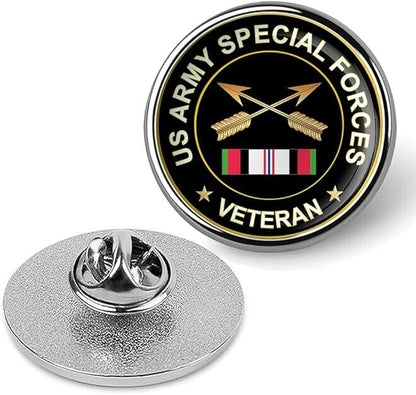 US Army Special Forces Veteran Tie Suit Shirt Lapel Pin - Silver