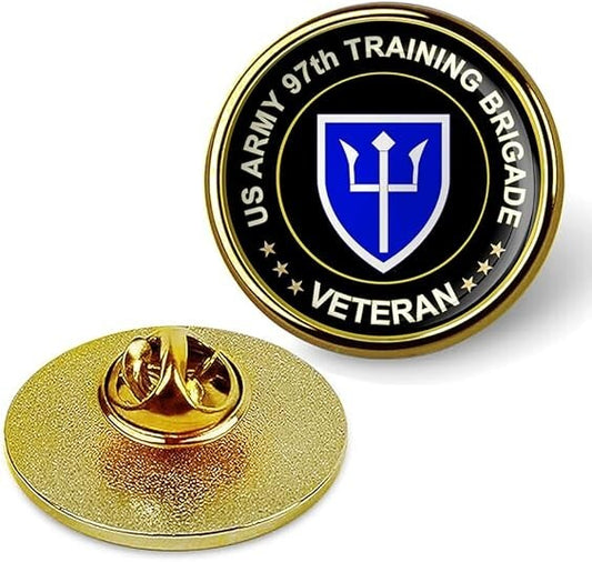 US Army 97th Training Brigade Veteran Tie Suit Shirt Lapel Pin - Gold