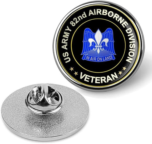US Army 82nd Airborne Division Veteran Tie Suit Shirt Lapel Pin - Silver