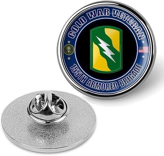 Cold War Veteran 155th Armored Brigade Tie Suit Shirt Lapel Pin - Silver
