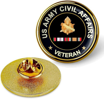 US Army Civil Affairs Veteran Tie Suit Shirt Lapel Pin - Gold