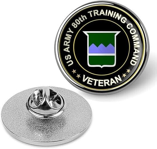 US Army 80th Training Command Veteran Tie Suit Shirt Lapel Pin - Silver