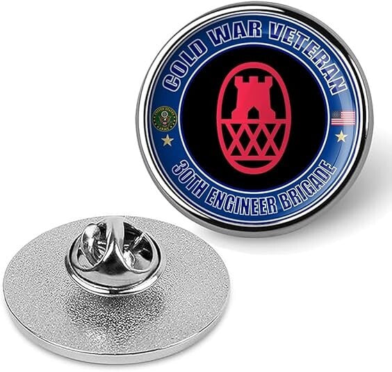 Cold War Veteran 30th Engineer Brigade Tie Suit Shirt Lapel Pin - Silver