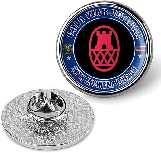 Cold War Veteran 30th Engineer Brigade Tie Suit Shirt Lapel Pin - Silver