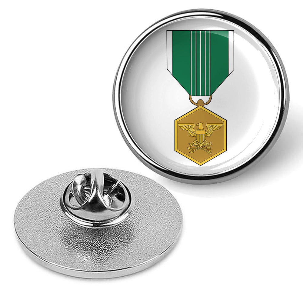Army Commendation Medal Hat Pin Lapel Tie Tac Badge, Suit Shirt Hat - Silver