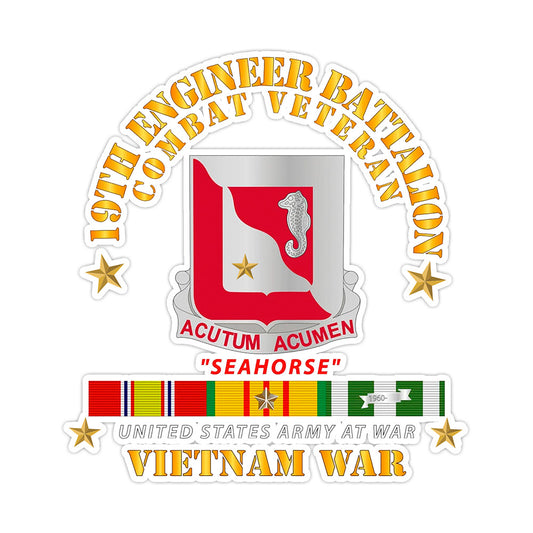 19th Engineer Battalion Combat Veteran Bumper Sticker Military Vinyl Decal 5"