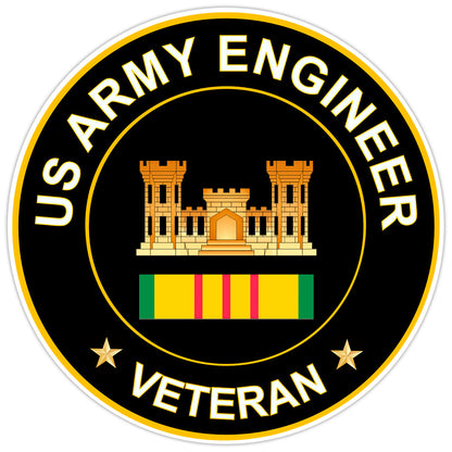 US Army Engineer Veteran Bumper Sticker Military Vinyl Soldier Decal 5"