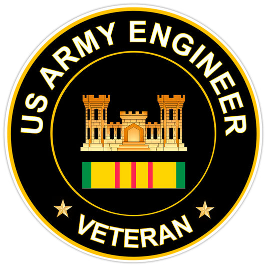 US Army Engineer Veteran Bumper Sticker Military Vinyl Soldier Decal 5"