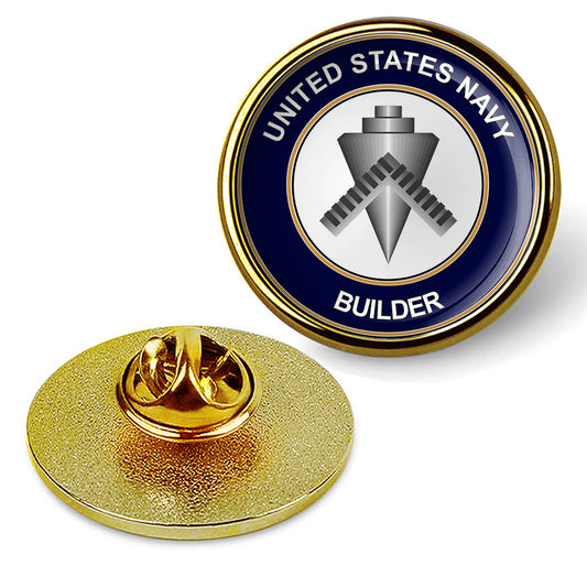 U.S. Navy Builder Tie Tac, Hat Pin, Badge, Military Emblem Lapel Pin - Gold