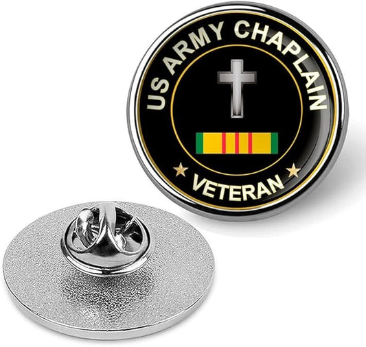 US Army Chaplain Veteran Tie Suit Shirt Lapel Pin - Silver