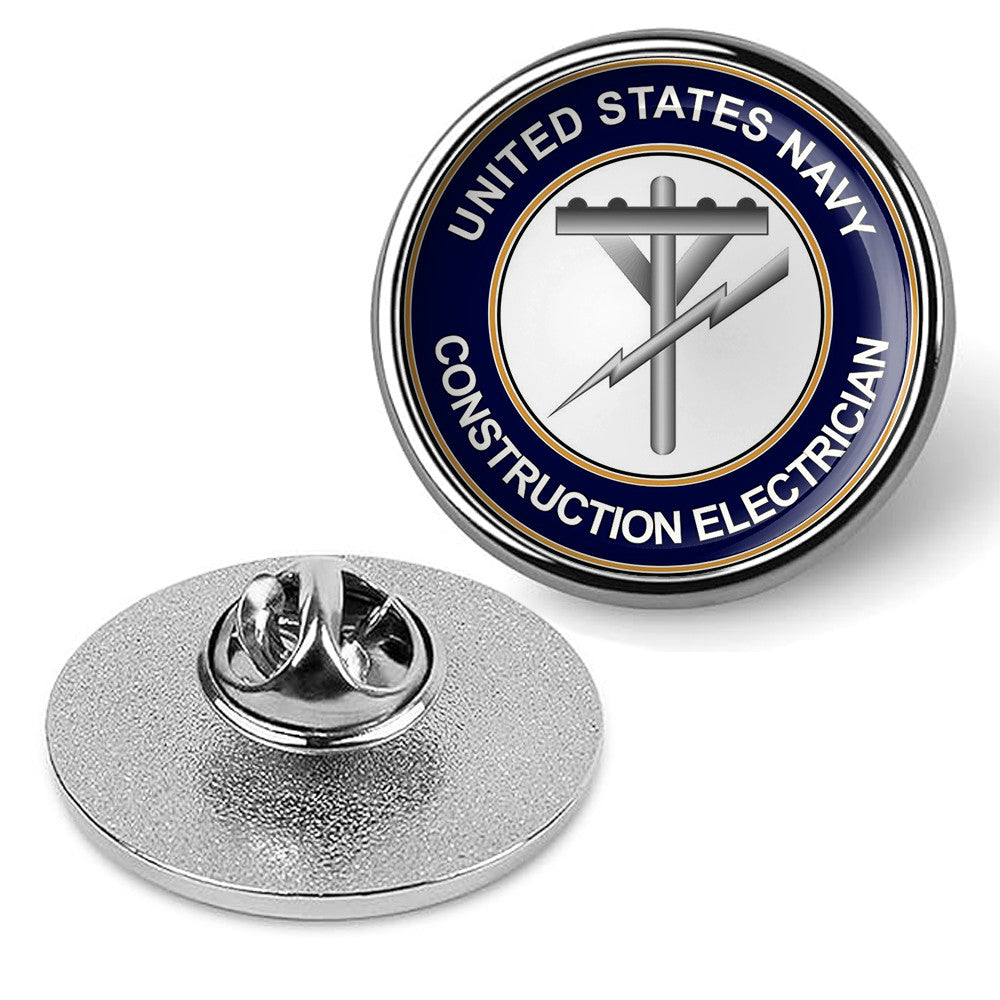 U.S. Navy Construction Electrician Tie Tac, Hat Pin, Badge, Lapel Pin - Silver