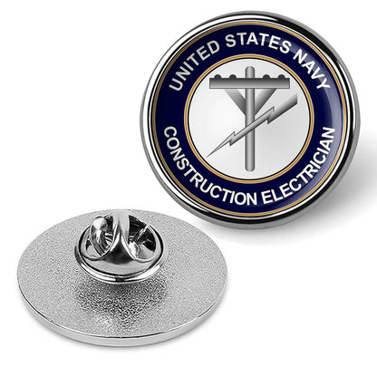 U.S. Navy Construction Electrician Tie Tac, Hat Pin, Badge, Lapel Pin - Silver