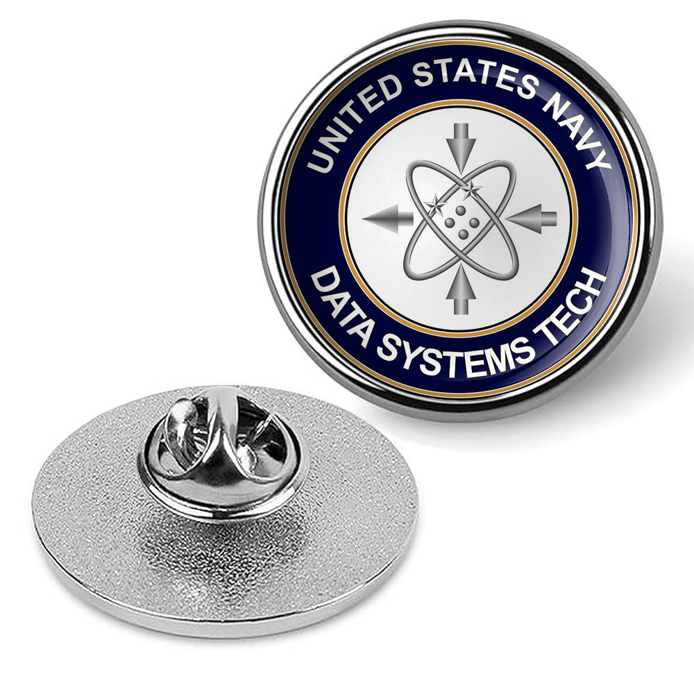 U.S. Navy Data Systems Tech Tie Tac, Hat Pin, Badge, Military Lapel Pin - Silver