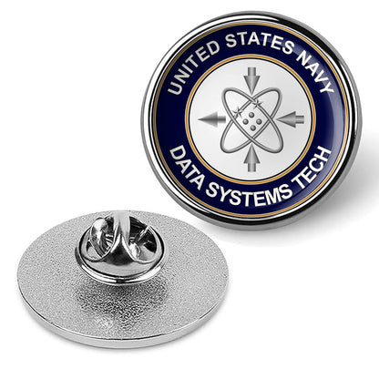 U.S. Navy Data Systems Tech Tie Tac, Hat Pin, Badge, Military Lapel Pin - Silver