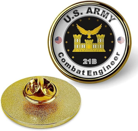 United States Army Combat Engineer Tie Suit Shirt Lapel Pin - Gold