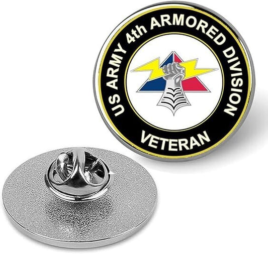 U.S. Army 4th Armor Division Veteran Lapel Pin Tie Suit Shirt Pinback-Silver