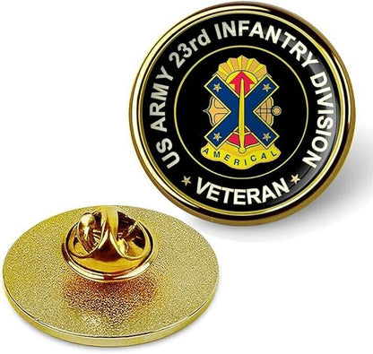 US Army 23rd Infantry Division Veteran Tie Suit Shirt Lapel Pin - Gold