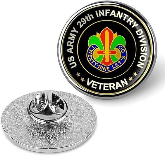 US Army 29th Infantry Division Veteran Tie Suit Shirt Lapel Pin - Silver