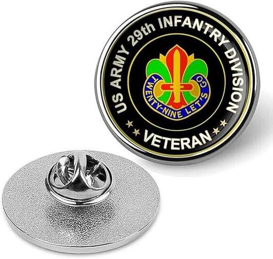 US Army 29th Infantry Division Veteran Tie Suit Shirt Lapel Pin - Silver