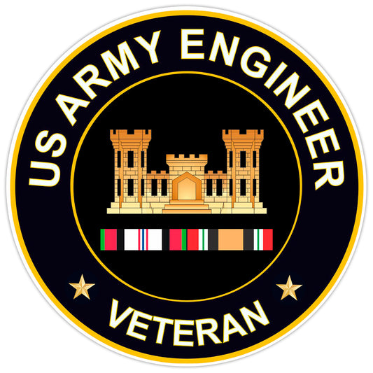 US Army Engineer Veteran Bumper Sticker Military Vinyl Soldier Decal 5"