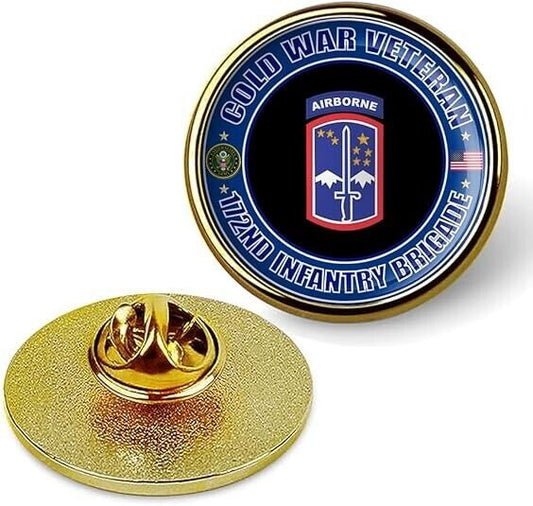 Cold War Veteran 172nd Infantry Brigade Tie Suit Shirt Lapel Pin - Gold