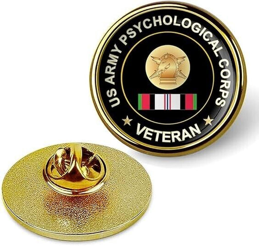 US Army Psychological Corps Veteran Tie Suit Shirt Lapel Pin - Gold