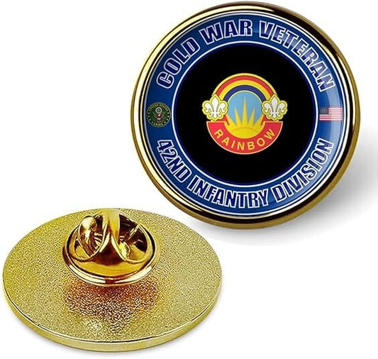Cold War Veteran 42nd Infantry Division Tie Suit Shirt Lapel Pin - Gold